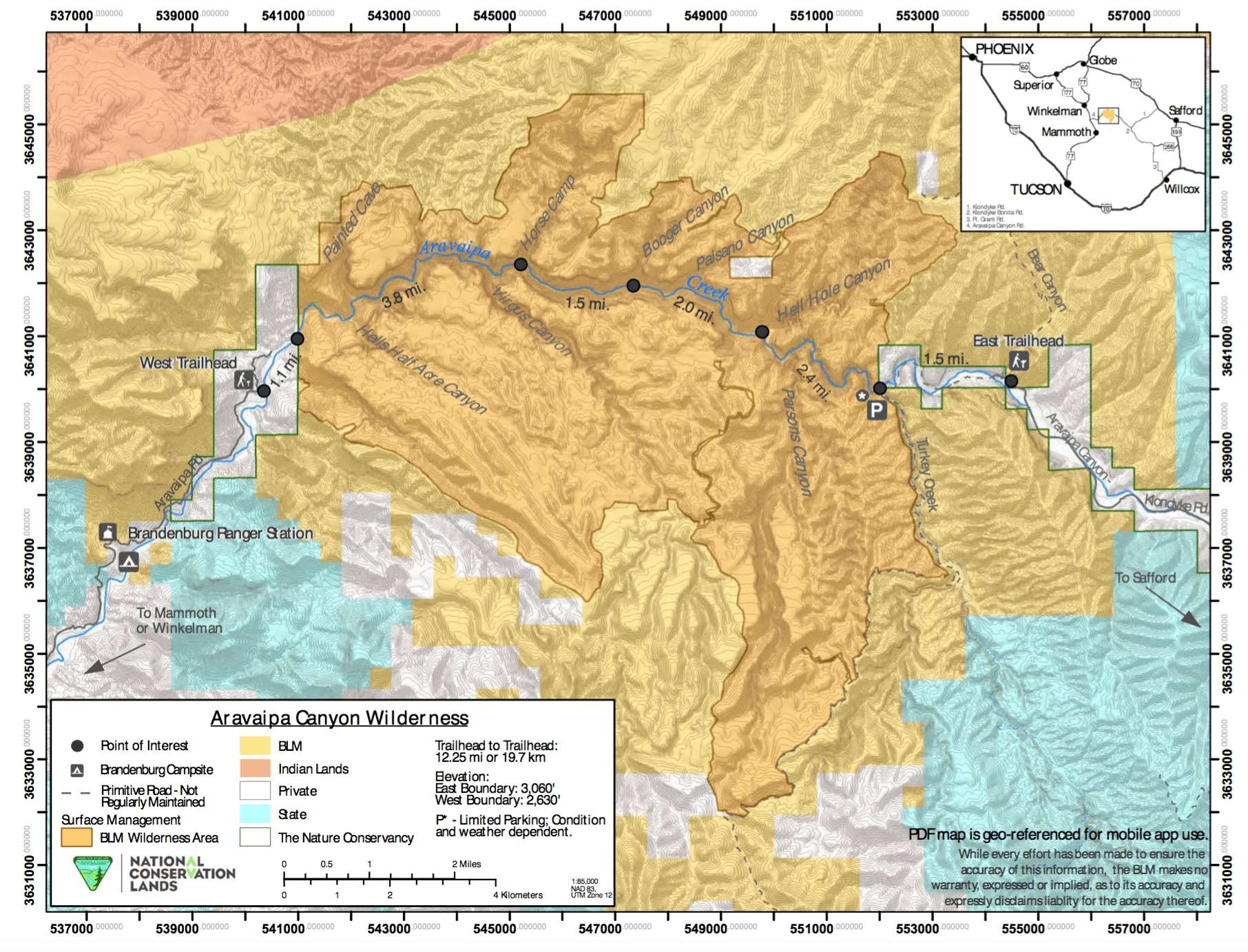 aravaipa canyon directions