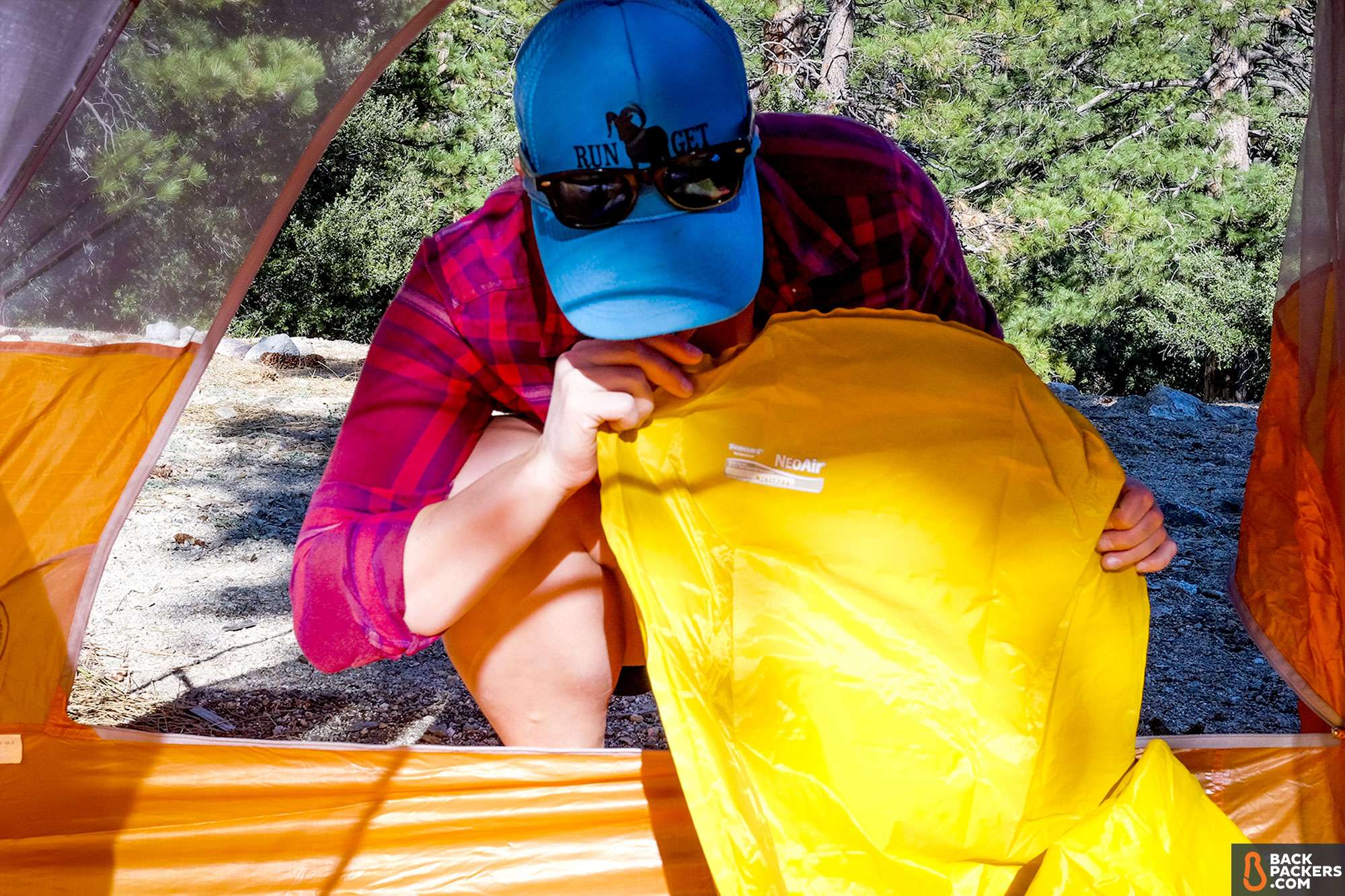 Therm-a-Rest-NeoAir-XLite-review-inflating-the-pad-by-mouth
