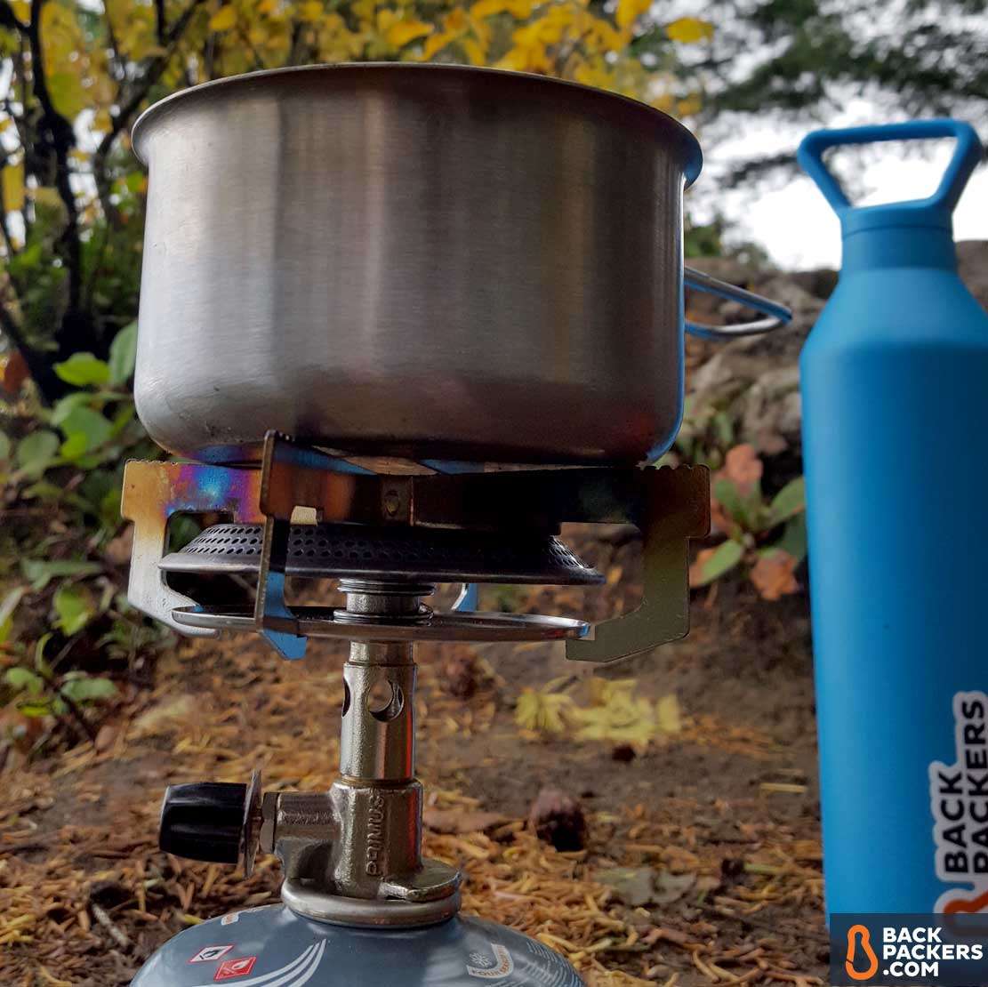 Primus-Classic-Trail-Stove-review-off-with-pot-and-water-bottle