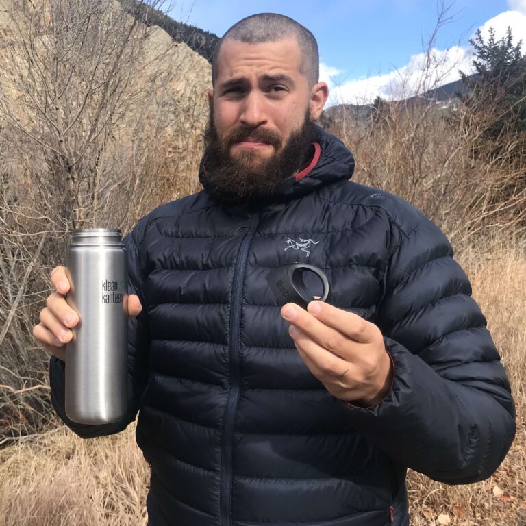 Klean Kanteen Wide Mouth review holding bottle and cap featured