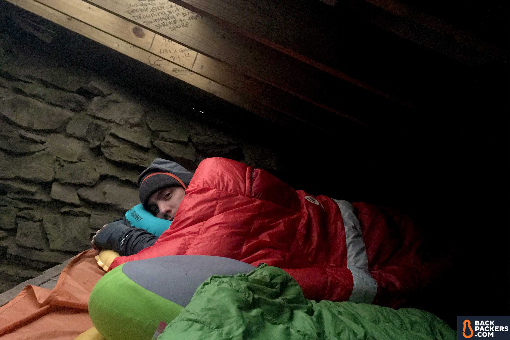 Sierra-Designs-Backcountry-Quilt-review-sleeping-in-shelter-2