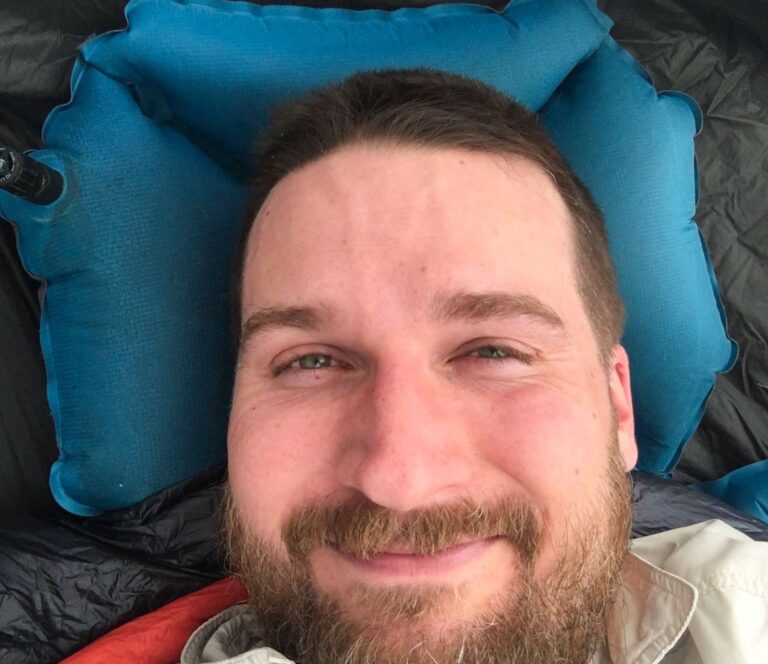 best-backpacking-pillows-Klymit-X-Pillow-in-use