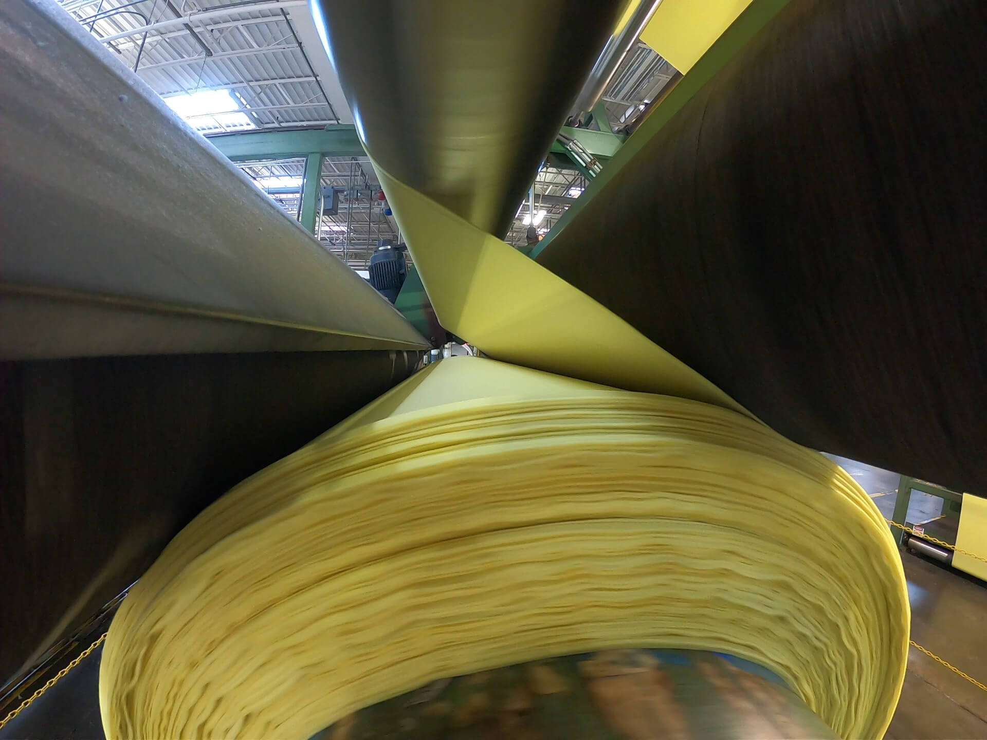 dickies covid Fabric Being Wound Up on Rolls