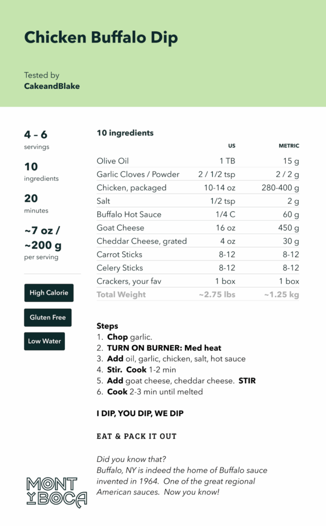 Trail Recipe: Buffalo Chicken Dip & Brie Dip 4 Chicken Buffalo Dip montyboca