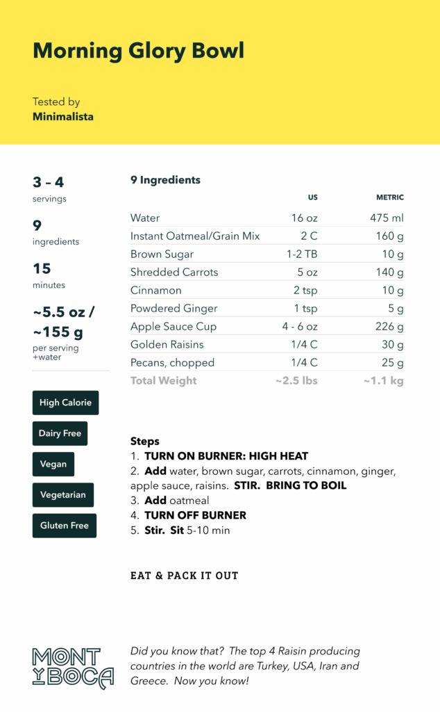 Trail Recipe: Morning Glory Oatmeal Bowl 2 Morning Glory Bowl Chef Corso