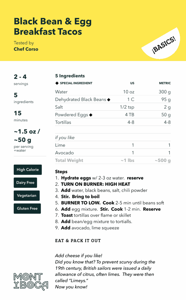 Trail Recipe: the Ultimate Breakfast Trail Taco 2 Black Bean Egg Breakfast Tacos