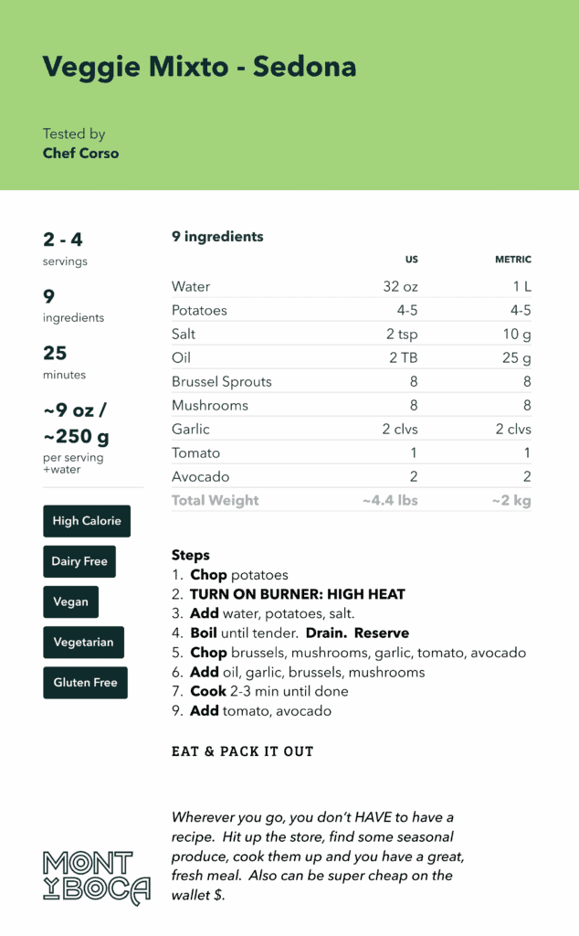 Trail Recipe: How to Make Veggie Mixto 2 Veggie Mixto Sedona