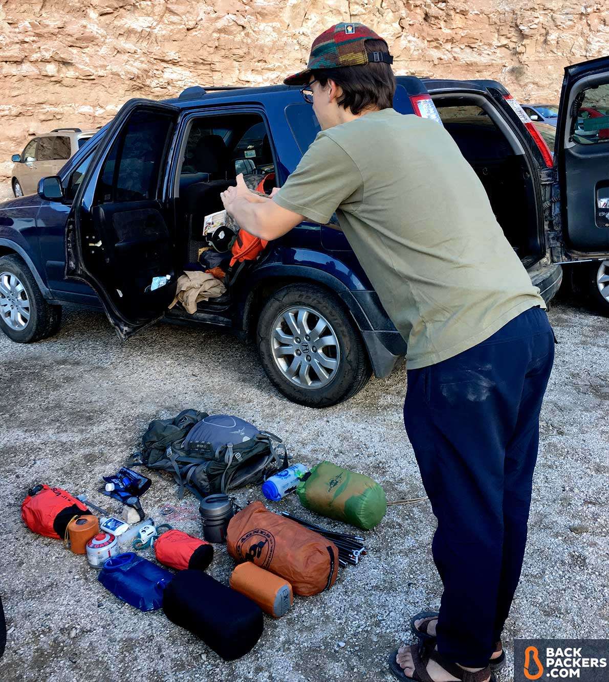 Havasupai Falls Hike Guide: Permits, Prep & Trail Info 4 Havasupai Falls Hike in ArizonaHualapai-Hilltop-Gear-Spread