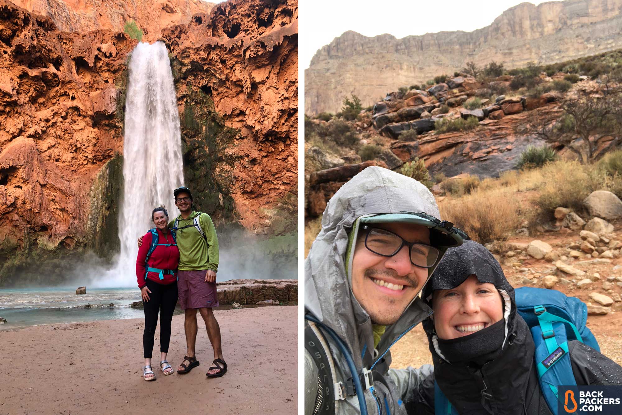Havasupai Falls Hike Guide: Permits, Prep & Trail Info 16 Havasupai Falls Hike in Arizona Mooney Falls Left Rainy Hikers Right