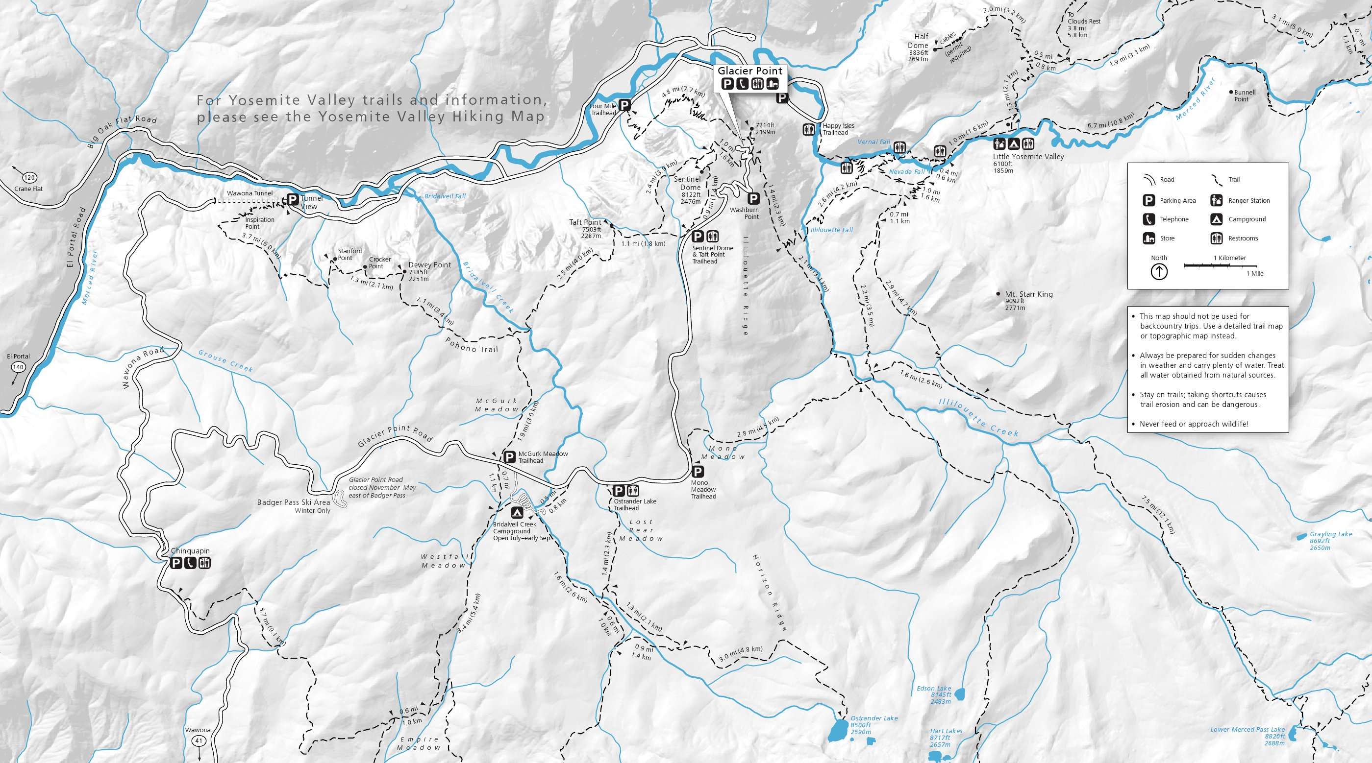 yosemite-glacier-point-hiking-map Every National Park Service Map