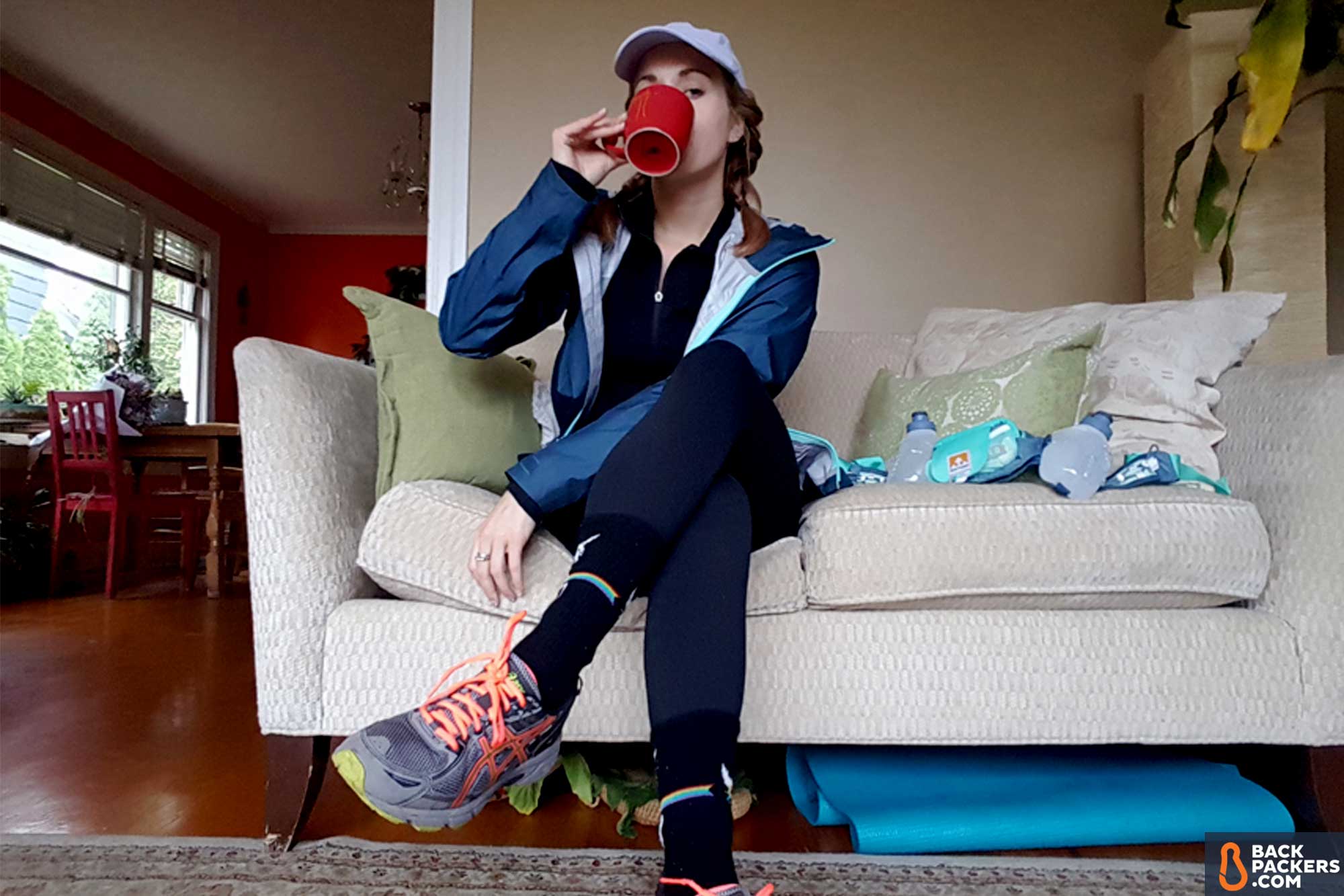 Asics-Gel-Venture-6-review-drinking-coffee