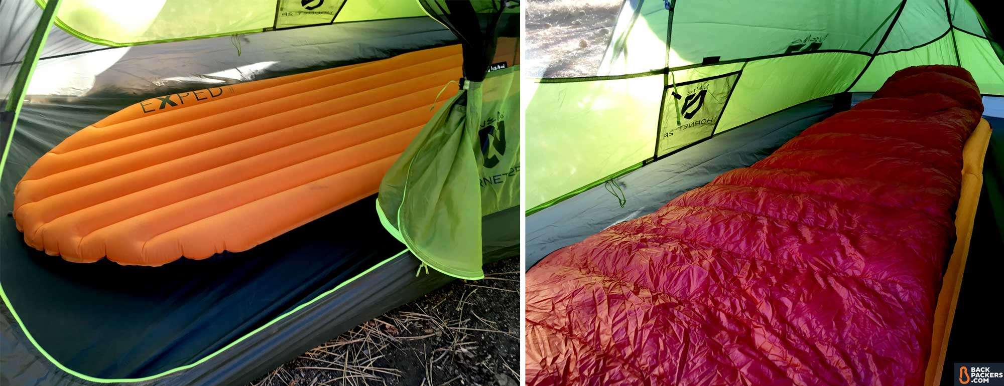 NEMO-Hornet-2P-review-sleeping-pad-and-bag