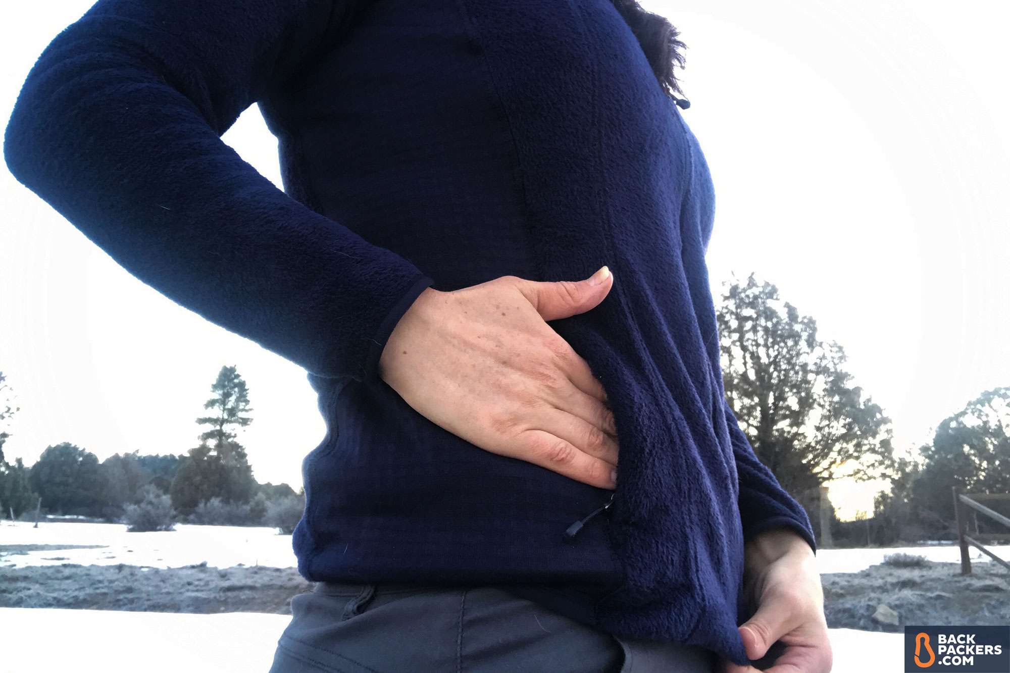 Patagonia R2 Review: High-Performance Fleece for Hikers 7 Patagonia-R2-review-zippered-hand-pocket