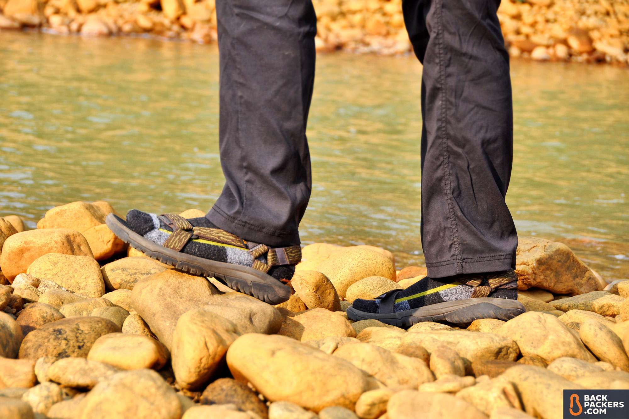 Teva Hurricane XLT 2 Review: Top Summer Hiking Sandals 1 Teva-Hurricane-XLT-2-Review-walking-on-rocks-with-socks