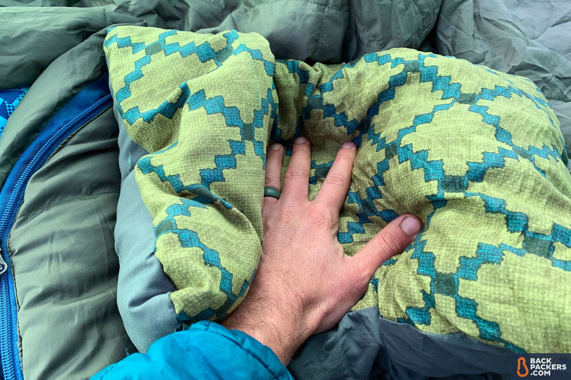 Therm-a-Rest Compressible Pillow Review 2020 3 Therm-a-Rest-Compressible-Pillow-review-hand-compression