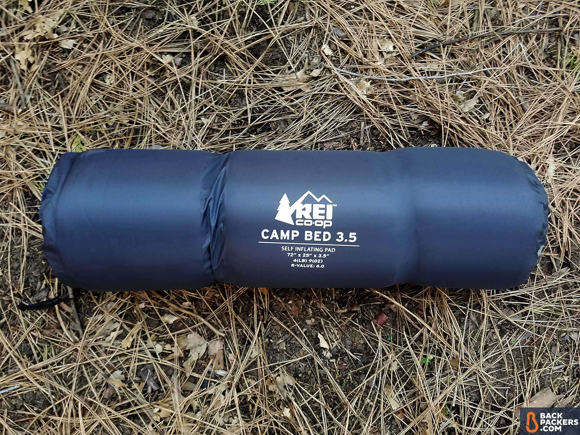 REI Camp Bed 3.5 Sleeping Pad Review 8 rei-camp-bed-3.5-review-logo-rolled-up